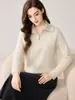 Suéter de punto jacquard 100% cachemir con cuello y media cremallera, estilo otoño/invierno, engrosado para abrigar, corte holgado, capa base versátil