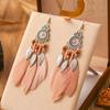 Pendientes de Plumas de 13+1 Colores Pendientes Artesanales Redondos con Gota de Aceite Estilo Étnico Retro Resort Tu Tixi