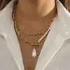 Joyería de Explosiones Transfronterizas Moda Cadena Larga de Cuentas Redondas Joyería para Usar Apilada Collar con Hebilla OT de Perla Cadena para Cintura Doble Uso