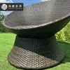 Mesas e Cadeiras de Rattan para Pátio Externo, Cadeiras de Rattan para Vila, Mobiliário de Varanda para Hotel B&B, Cadeiras de Lounge, Apoios para os Pés, Mesas de Centro, Conjunto de Três Peças