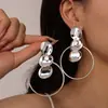 Pendientes de Borla Redonda Irregular Aguja de Plata Lujo Ligero Pendientes de Gama Alta Transfronterizos Europeos y Americanos Personalizados Exagerados Pendientes al por Mayor