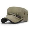 Gorra Militar Cadete Neutra Ajustable Transpirable Sombrero de Copa Plana Algodón Lavado Estilo Retro Desgastado Sombrero para el Sol Gorra Militar