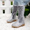 2024 otoño e invierno nuevas botas de princesa con lentejuelas para niñas botas cálidas forradas de vellón para niñas pequeñas botas altas de suela blanda para niños