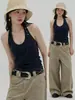 Impresionante camisola estilo coreano con cuello halter para mujer, top de verano sin mangas de cuello en U ajustado con un toque único de alta gama para un look sexy