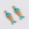 Estilo Fofo Pingente de Espinha de Peixe de Liga Esmalte Colorido Formato de Espinha de Peixe Pulseira Pingente de Colar Material para Joias DIY