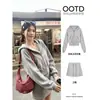 Chamarra con capucha para mujer, atuendo de otoño, para principios de otoño, estilo corto, entallada a la cintura, corte slim, gris, nuevo modelo 2026, popular este año