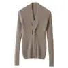 Suéter Elegante de Cuello en V Estilo Coreano Simple Cruzado Retorcido Ajustado Adelgazante para Viajar 100% Cachemira Suéter Pulóver para Mujer