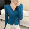 Chaqueta de punto abotonada K2687 para mujer, nuevo top de manga larga para primavera, otoño e invierno, casual y entallado