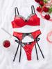 Conjunto de Lencería para San Valentín Europeo y Americano Estilo Puro Deseo Satén Delgado con Aros Anti-Caída Push-Up