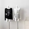Nueva Camiseta con Estampado Protector Solar para Mujer Verano Estilo Coreano Holgada Estilo Perezoso Versátil Superior Delgada Moderna Blusa para Aire Acondicionado