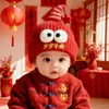 Gorro de Protección para Orejas de Bebé para Niños y Niñas, Gorro de Lana Tejido Cálido de Invierno Rojo, Gorro Festivo de Año Nuevo para Bebé para Felicitaciones de Año Nuevo