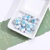 Flor de Cerámica con Estampado de Corazones de Verano, Agujero Recto, Cuentas Sueltas para Pulsera Hecha a Mano, Accesorios de Joyería