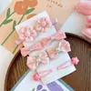 8 piezas Nuevo lazo de tela rosa dulce de rosa pinza para el pelo de niños par de pinzas de corazón rosa para niña accesorios para el pelo
