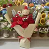Ramo de Flores Artificiales Navideño Transfronterizo, Ramo de Flores de Hilo Puro Hecho a Mano, Ramo Terminado para Decoración del Hogar Navideño