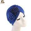 Primavera y otoño nuevo sombrero turbante de satén con flores de doble placa, sombrero de moda, sombrero indio similar a la seda, suministro transfronterizo