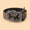 Fabricante Direto de Cintos Femininos Fornecimento Direto Transfronteiriço Elétrico Retrô Strass Estrela de Cinco Pontas Embossed Estilo Étnico Cinto Estilo Luxo Leve