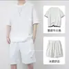 Camiseta de Manga Corta tipo Waffle para Hombre Traje Deportivo Casual Venta al por Mayor Verano Holgado Falso Conjunto de Dos Piezas Camiseta de Media Manga Conjunto de Dos Piezas