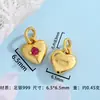 Joyería de Plata Pura 999 Accesorios para DIY Piezas Chapadas en Oro Colgantes de Corazón Dijes Hilo para Pulseras Dijes al por Mayor