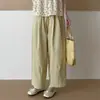 26 Verão Novo Estilo Japonês Casual Finos Largos Emagrecedores Calças de Papel para Mulheres, Petite Nove-Quartos Calças de Perna Larga