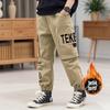 Pantalones Cargo para Niños con Forro de Felpa Otoño e Invierno 2024 Estilo Nuevo para Niños Mayores Pantalones Versátiles Casuales para Niños Engrosados de Algodón Puro