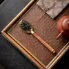 Colher de Chá de Sândalo Preto com Cabo Longo, Pá de Chá, Colher de Chá Kung Fu Tea, Pá Única para Folhas de Chá, Acessórios para Conjunto de Chá