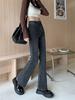 Jeans Micro-Flare Novo Outono 2024 Feminino Formato Pera Pequeno Cintura Alta Skinny Preto Calça Ferradura