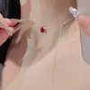 Novo Colar Popular de Feijão Vermelho Gota d'Água, Elegante, Simples, Versátil, de Alta Qualidade, Personalizado, Corrente de Clavícula Fresca e Elegante
