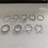 Anillo Europeo y Americano para Mujer Anillo de Amor Hueco con Diamante Juego de Anillos de Ola Set de 9 Piezas
