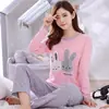 Pijama Feminino Manga Longa Primavera Outono Inverno Estilo Coreano Roupas de Casa Manga Longa Pijama Solto Estudantes Verão Conjunto Fino