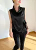 ¡Calidad Superior! Top sin mangas con cuello de acetato importado, Chaleco sedoso y único, Diseño ponible y atractivo para el verano