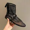 Botines Planos de Malla Hueca de Diseño de Nicho de Verano 2026 para Mujer con Correa Única y Cremallera Trasera Sandalias Romanas de Moda