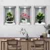 Casa de Limpeza Envia Planta em Vaso com Efeito 3D Adesivo Triplo Pintura Decorativa para Escadas Adesivo de Planta para Parede de Hotel Restaurante