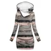 [Procesamiento Personalizado] Gabardina Gruesa de Invierno con Capucha Estilo Europeo y Americano, Impresión Digital 3D para Mujer, Longitud Media