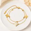 Pulsera Cruzada de Acero de Titanio Antidescolorante Flor de la Suerte para Amazon Estilo Ins Europeo y Americano Joyería de Flor de Acero Inoxidable de Alta Gama