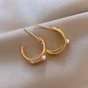 Aretes de Aro C para Mujer, Aretes de Perla, Nuevos Aretes de Moda 2022, Diseño de Nicho, Aretes de Estilo Frío