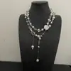 Colar multicamadas de cristal com contas estilo vintage francês para mulheres, design único com borlas florais, corrente para clavícula, choker da moda