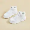 Zapatos de Mujer de Caña Alta 2026 Invierno Suela Gruesa Forro de Felpa Cuero Impermeable Engrosado Casual Moda Blancos Deportivos Casuales
