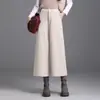 Pantalones de Pierna Ancha con Estilo y Temperamento para Mujer Otoño Invierno 2026 Nuevos Gruesos de Cintura Alta Adelgazantes Acortados Moda Versátil Pantalones Casuales