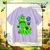 Camiseta Infantil de Manga Curta Creeper Minecraft Meninos e Meninas Roupa de Verão Algodão Puro Fresca Desenho Animado Versátil Blusa de Meia Manga