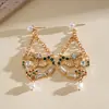 Pendientes Europeos y Americanos de Lujo Ligero con Perlas y Corazones Tachonados de Diamantes, Geométricos, Pendientes de Alta Gama Personalizados Transfronterizos, Accesorios para Orejas de Nicho de Instagram