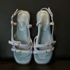 Sandalias Simples de Punta Cuadrada con Doble Tira y Tacón Bajo Chuyuji para Mujer, Nuevo Modelo de Verano