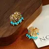 Pendientes de Tachuela de Fuegos Artificiales Turquesa con Pedrería Estilo Bohemio Pendientes Retro Trabajo Pesado Sensación de Alta Gama Accesorios para Pendientes para Mujeres