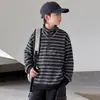 Ropa para niños, sudadera de otoño para niños, nuevo estilo 2026, para niños mayores, colección de otoño y primavera, top a rayas moderno