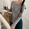 Camisa Térmica de Lã 2026 Novo Outono e Inverno Estilo Coreano Simples Estilo Preguiçoso Tricô Manga Longa Top Camiseta para Mulheres