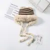Nuevo Gorro de Invierno 2025 para Mujer Gorro de Punto de Felpa Protección para Orejas Cálida Combinación de Colores Lana Gorro Mongolino Gorro de Lana a Prueba de Frío