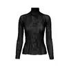 Top Plissado com Textura Miyake Design Feminino Slim Fit Blusa Protetora Solar Feminina Camiseta de Manga Longa Fina de Verão Feminina