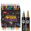 Marcadores Acrílicos de Doble Punta Transfronterizos para Niños, Plumas de Pintura de Colores, Capas de Color No Transparentes, Plumas de Colores para Arte DIY de Estudiantes