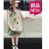 Conjunto de Verano 2026 para Niñas, Nuevo, Moderno, a la Moda, de Dos Piezas, Manga Corta, para Niñas Mayores, Popular en Redes Sociales