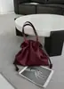 Bolsas: Design Coreano de Nicho, Bolsa Feminina de Couro Genuíno, Bolsa Plissada, Bolsa de Ombro em Couro Bovino, Bolsa Tote de Grande Capacidade com Cordão