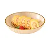 Prato de Frutas Doméstico com Aparência Elegante, Prato de Macarrão Ocidental para Sala de Estar de Grande Capacidade, Prato de Armazenamento de Sobremesas de Luxo Acessível na Cor Creme